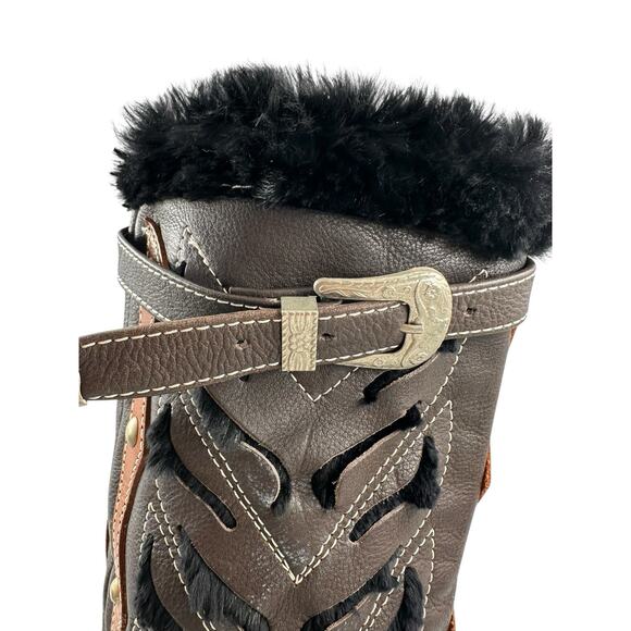 Hector Riccione Italy Indianini Boots Brown Fur Trim Studs Handmade Penny Lane 7 - Picture 7 of 16